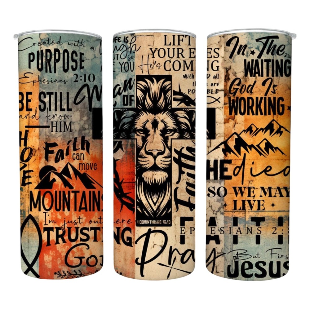 Inspirational Tumbler with Lion and Quotes
